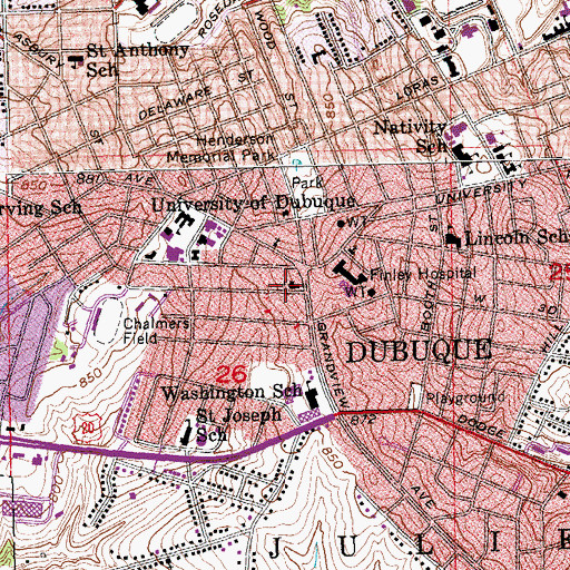 Topographic Map of Grandview Avenue Church, IA