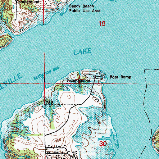 Topographic Map of Jolly Rogers Campground, IA