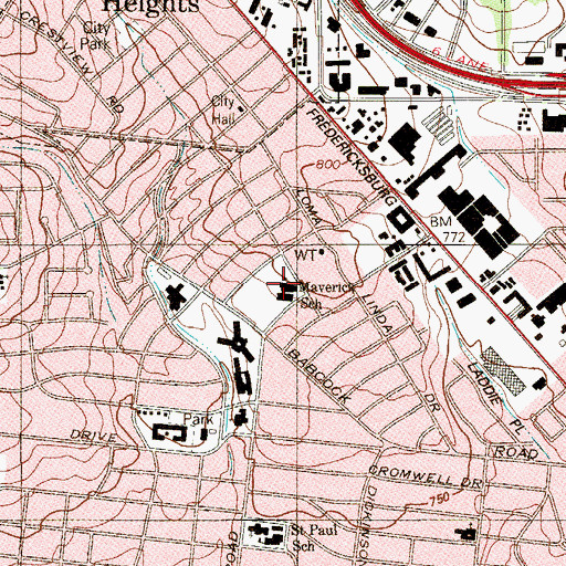 Topographic Map of Maverick Elementary School, TX