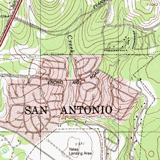 Topographic Map of Encino Park Elementary School, TX