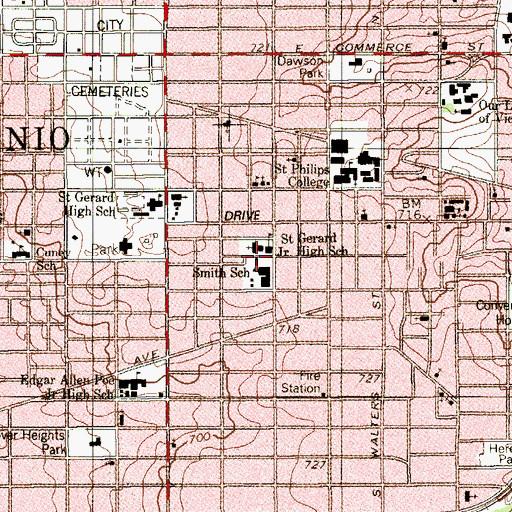Topographic Map of Smith Elementary School, TX