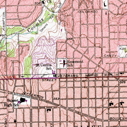 Topographic Map of Rosemont Elementary School, TX
