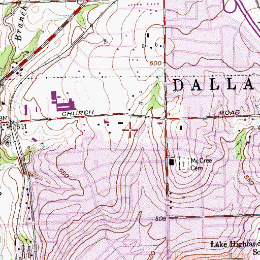 Topographic Map of Northlake Elementary School, TX