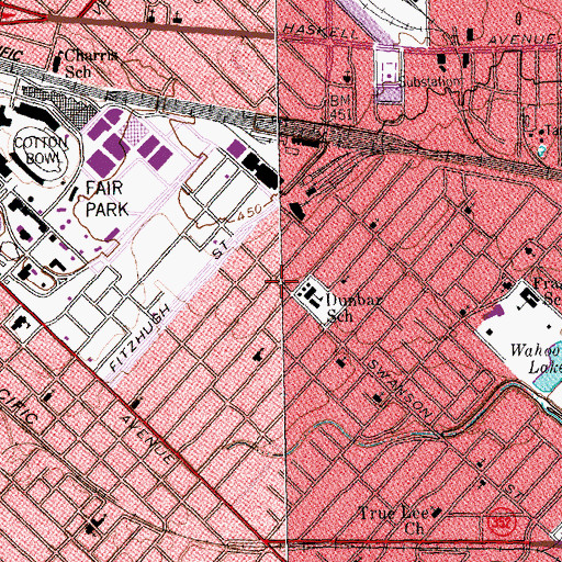 Topographic Map of Paul L Dunbar Elementary School, TX