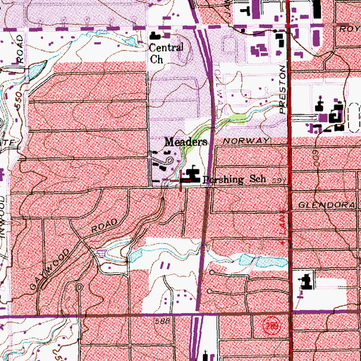 Topographic Map of John J Pershing Elementary School, TX