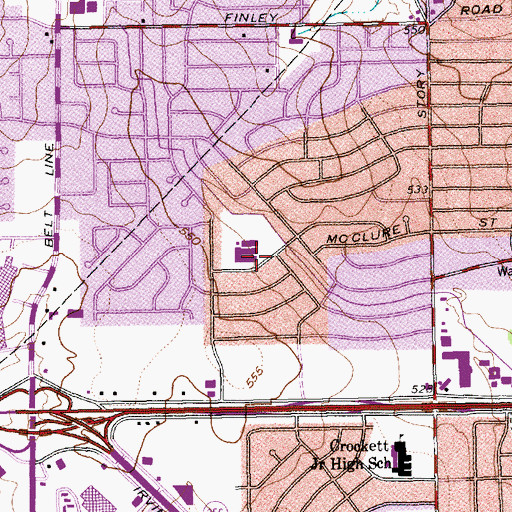 Topographic Map of Johnston Elementary School, TX