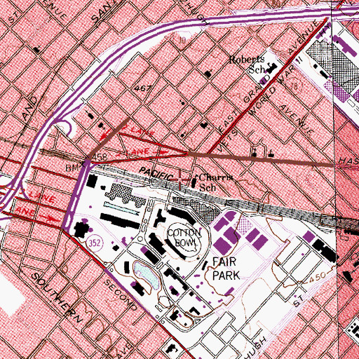 Topographic Map of Fannie C Harris Elementary School, TX