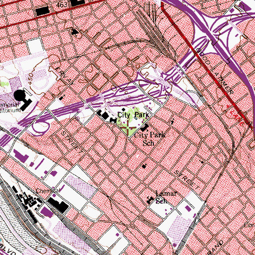 Topographic Map of City Park Elementary School, TX