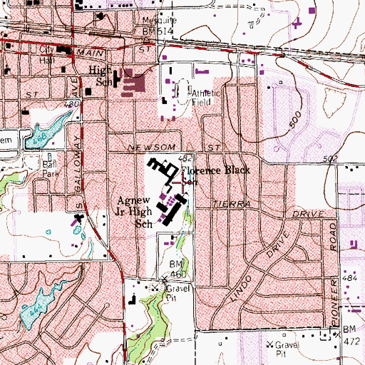 Topographic Map of Agnew Middle School, TX