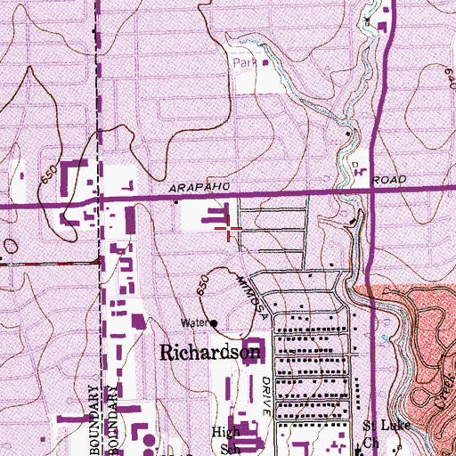 Topographic Map of Arapaho Elementary School, TX