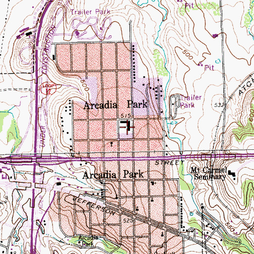 Topographic Map of Arcadia Park Elementary School, TX