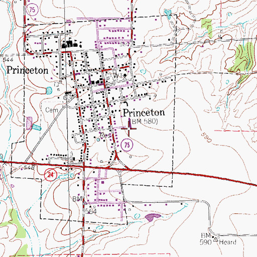 Topographic Map of Princeton Elementary School, TX