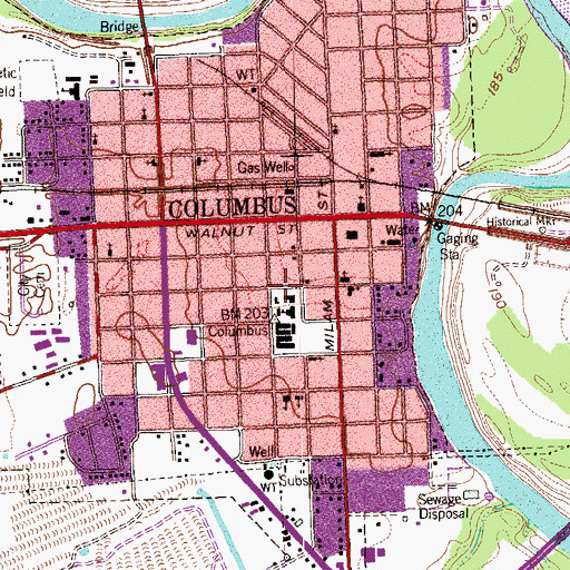 Topographic Map of Columbus Elementary School, TX