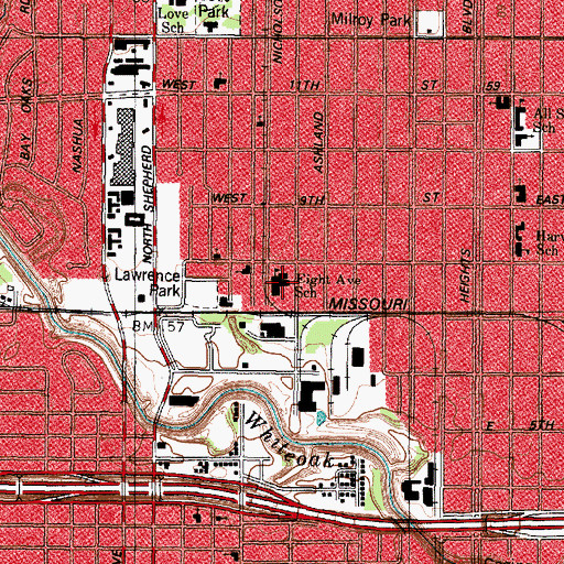 Topographic Map of Eighth Avenue Elementary School, TX