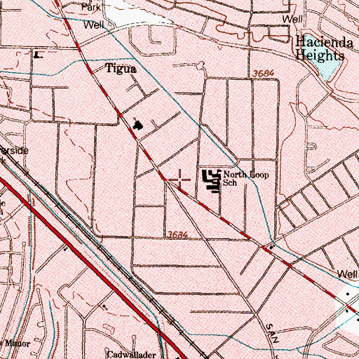 Topographic Map of North Loop Elementary School, TX
