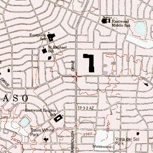 Topographic Map of Burnham Wood Charter School, TX
