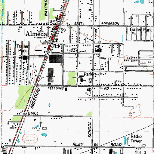 Topographic Map of Almeda Elementary School, TX