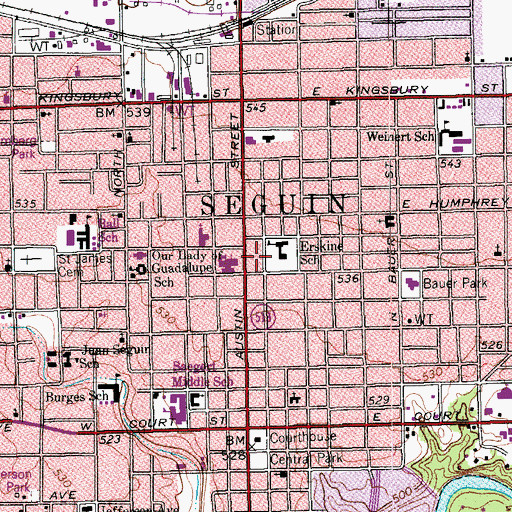 Topographic Map of Erskine Elementary School, TX