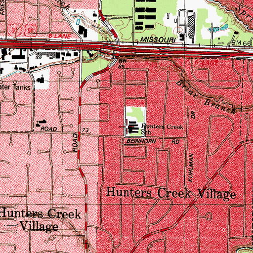 Topographic Map of Hunters Creek Elementary School, TX
