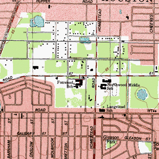Topographic Map of Fonwood Elementary School, TX