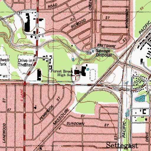 Topographic Map of Forest Brook High School, TX