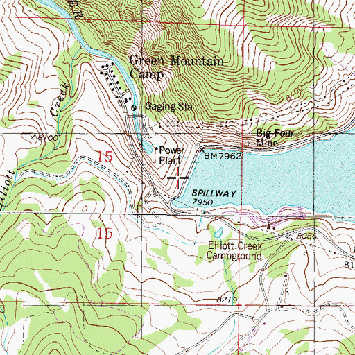 Topographic Map of Green Mountain Dam, CO