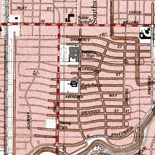 Topographic Map of Twain Elementary School, TX