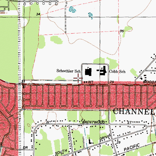 Topographic Map of Schochler Primary School, TX