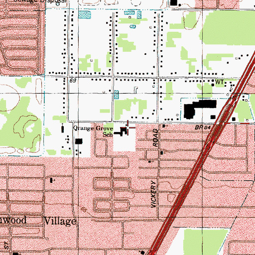 Topographic Map of Orange Grove Elementary School, TX