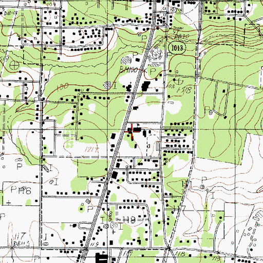 Topographic Map of Kirbyville High School, TX