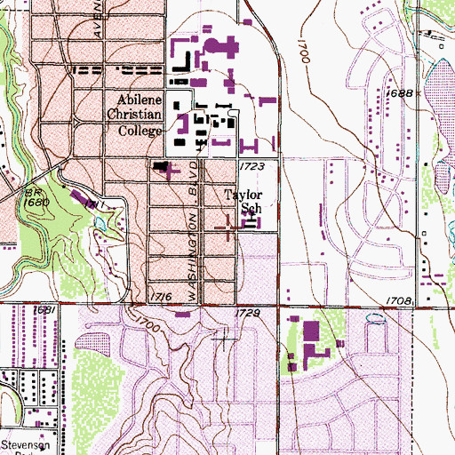Topographic Map of Taylor Elementary School, TX