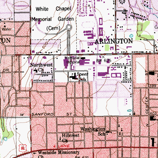 Topographic Map of Speer Elementary School, TX