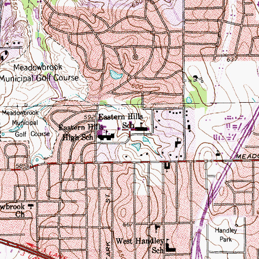 Topographic Map of Eastern Hills Elementary School, TX
