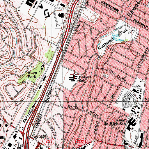 Topographic Map of Gullett Elementary School, TX