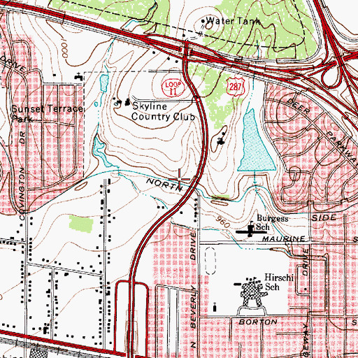 Topographic Map of Kirby Math - Science Center, TX