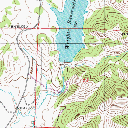 Topographic Map of Mount Pisgah Dam, CO