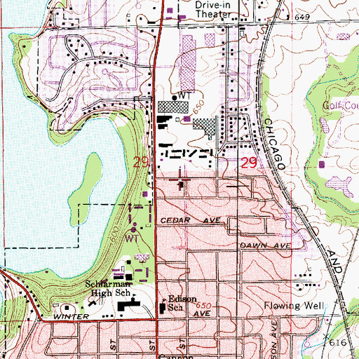 Topographic Map of Ridgeview Baptist Church, IL