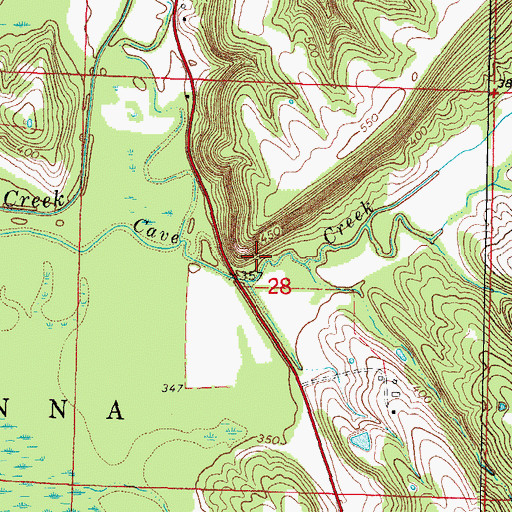 Topographic Map of Cave Creek Glade Nature Preserve, IL