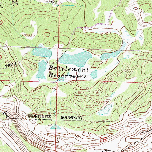 Topographic Map of Battlement Number 5 Dam, CO