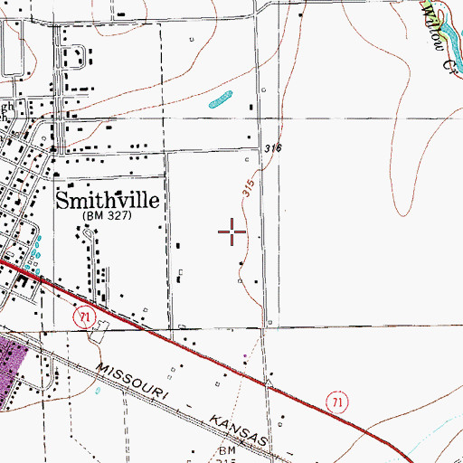 Topographic Map of Seton Smithville Regional Hospital, TX