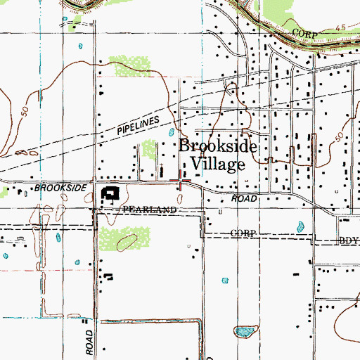 Topographic Map of First Baptist Church of Brookside, TX
