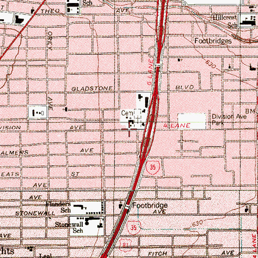 Topographic Map of Emmanuel Presbyterian Church, TX