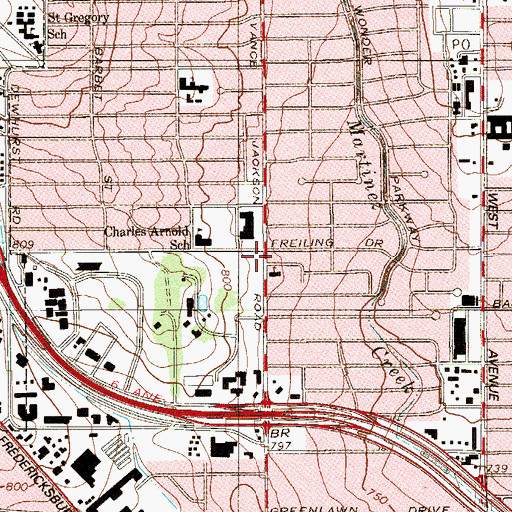 Topographic Map of United Methodist Church Saint Marks, TX