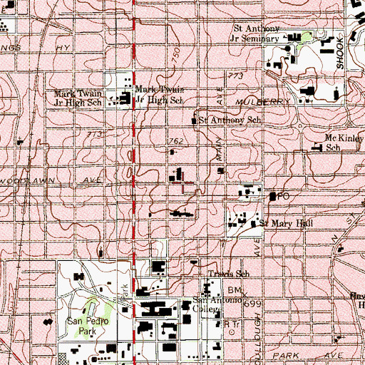 Topographic Map of Laurel Heights United Methodist Church, TX