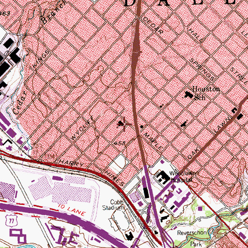 Topographic Map of North Dallas Baptist Church, TX