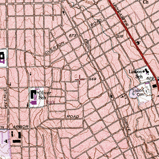 Topographic Map of Pine Grove Baptist Church, TX