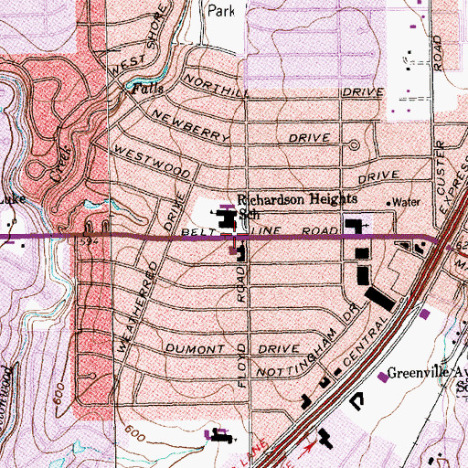 Topographic Map of Heights Baptist Church, TX