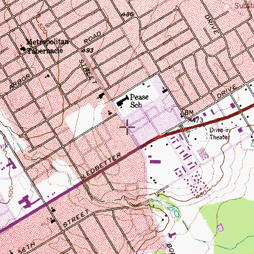 Topographic Map of Judea Baptist Church, TX