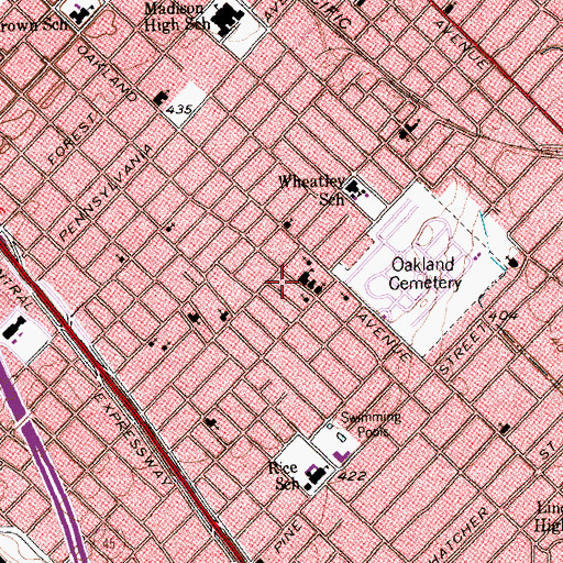 Topographic Map of Greater Calvary Baptist Church, TX