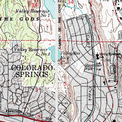 Topographic Map of Valley Number 2 Dam, CO